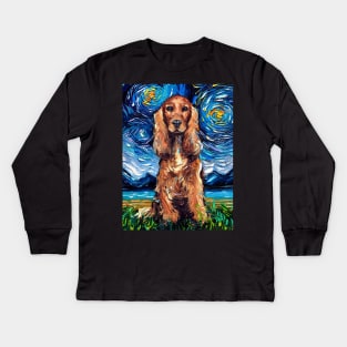 Red Cocker Spaniel Starry Night Kids Long Sleeve T-Shirt